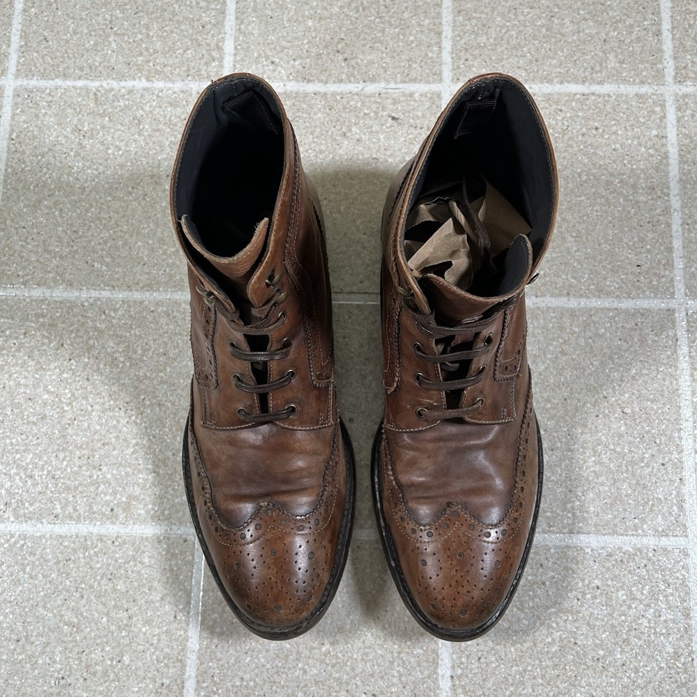 To Boot New York Adam Derrick Mens Boots Size 8 Brown Leather Lace Up Wingtip - Picture 3 of 8